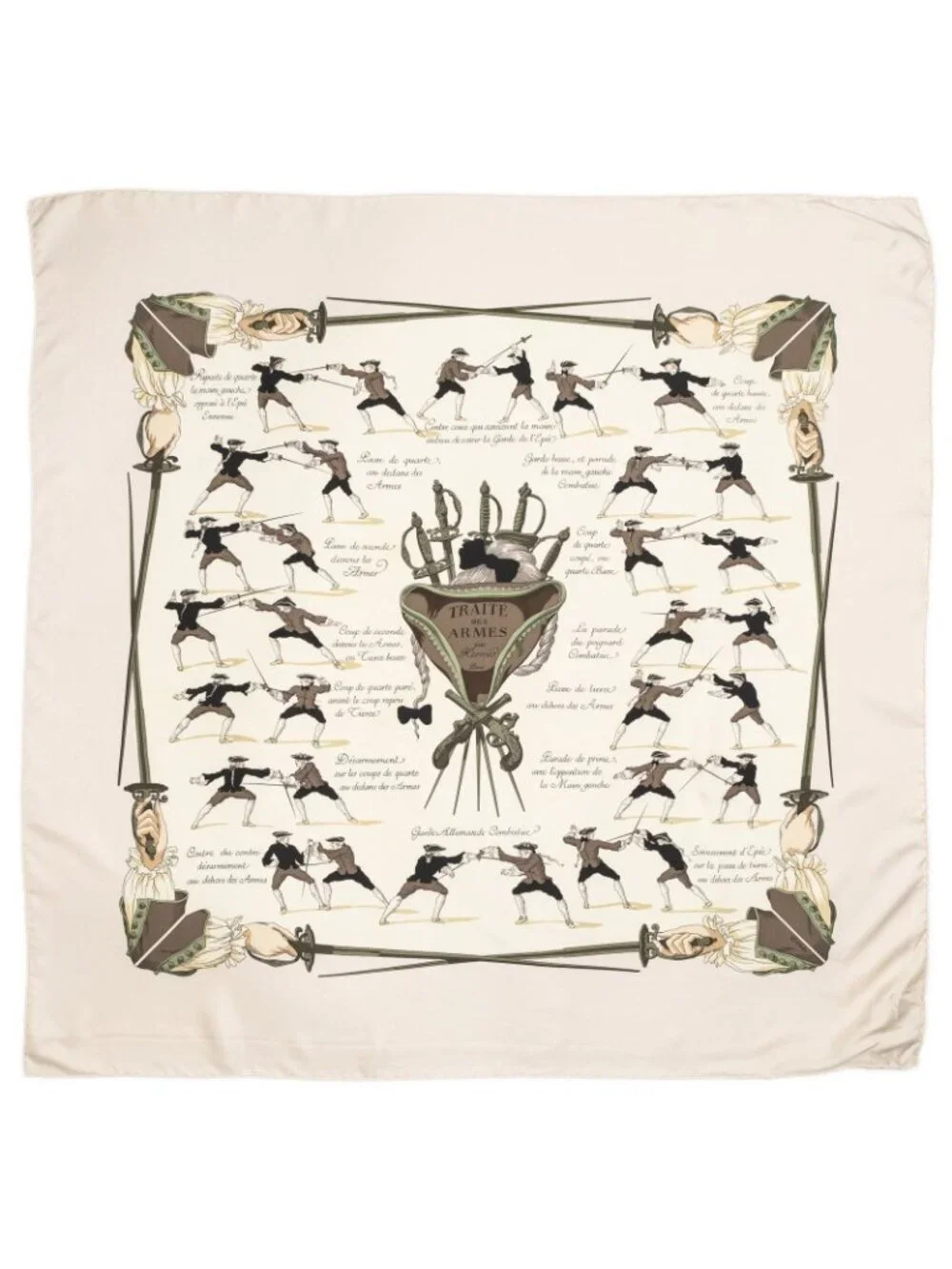 Hermes Scarf Light Pink Ivory Brown Twill Silk